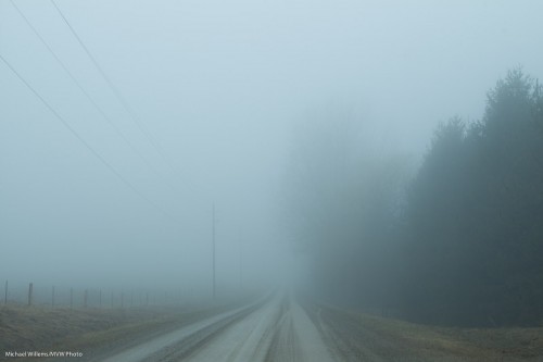 25th Sideroad, Mono, in fog (Photo: Michael Willems)