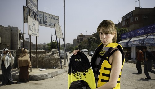 Jenna Fawcett in a virtual Egypt (Photo: Michael Willems 2011)